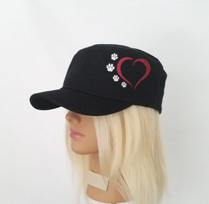 RED HEART WITH PAWS HAT