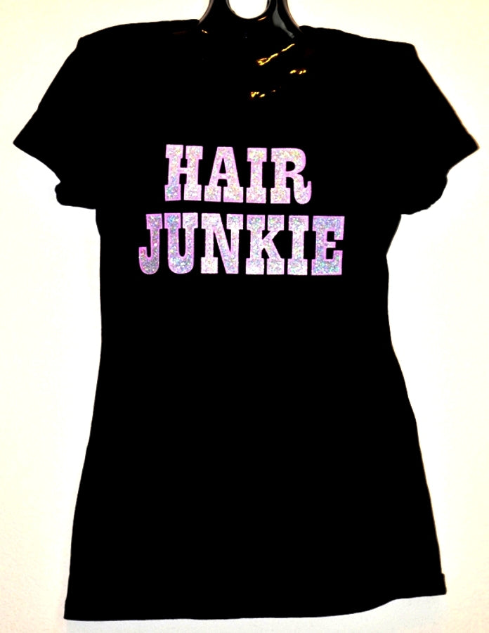 HAIR JUNKIE T-SHIRT (PINK/SILVER)