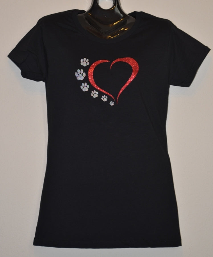RED HEART WITH PAWS T-SHIRT