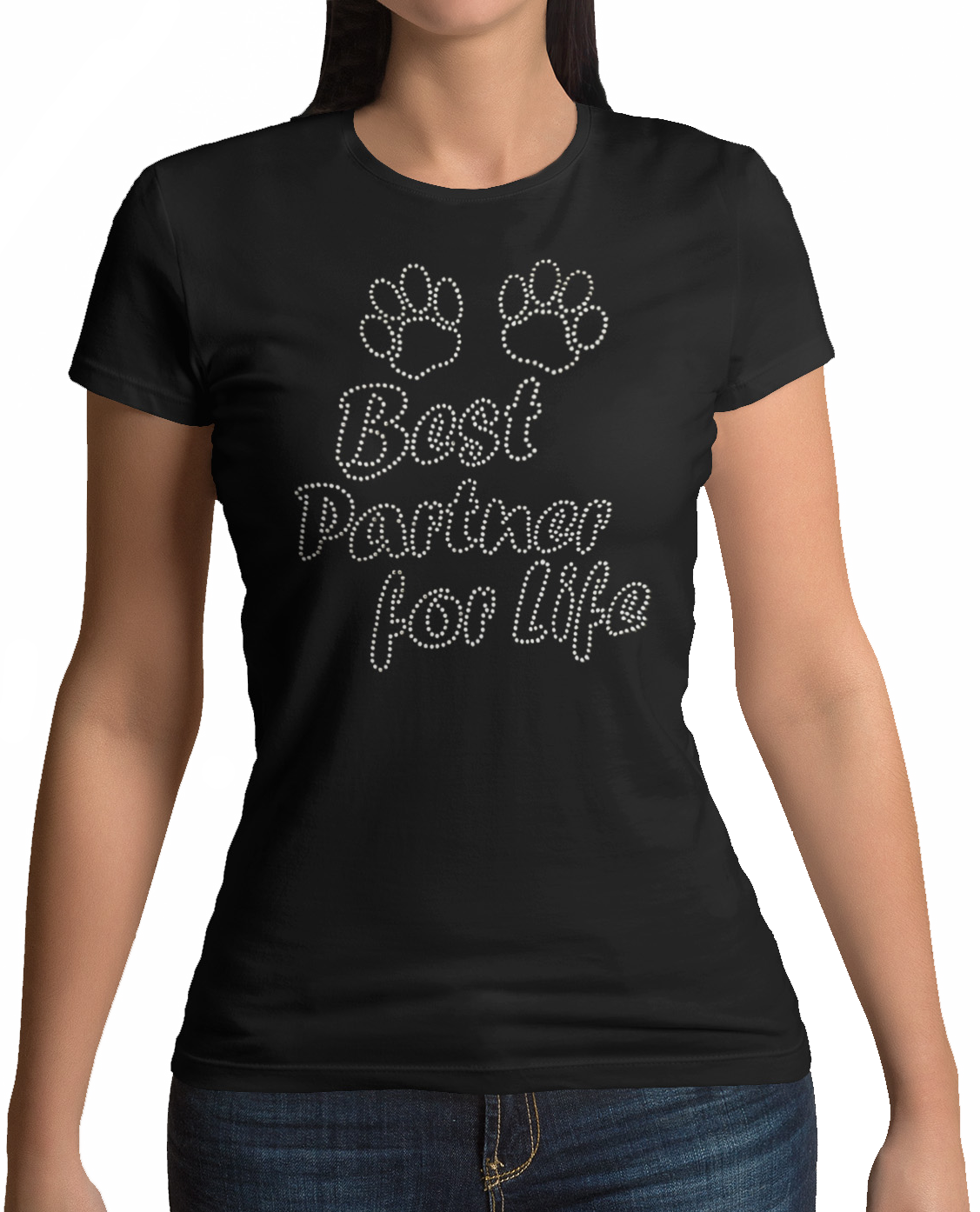 Best Partner for Life Rhinestone Women's T-Shirts