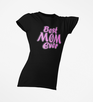 Best Mom Ever Rhinestones and HTV Black Crew Neck Women's T-Shirts
